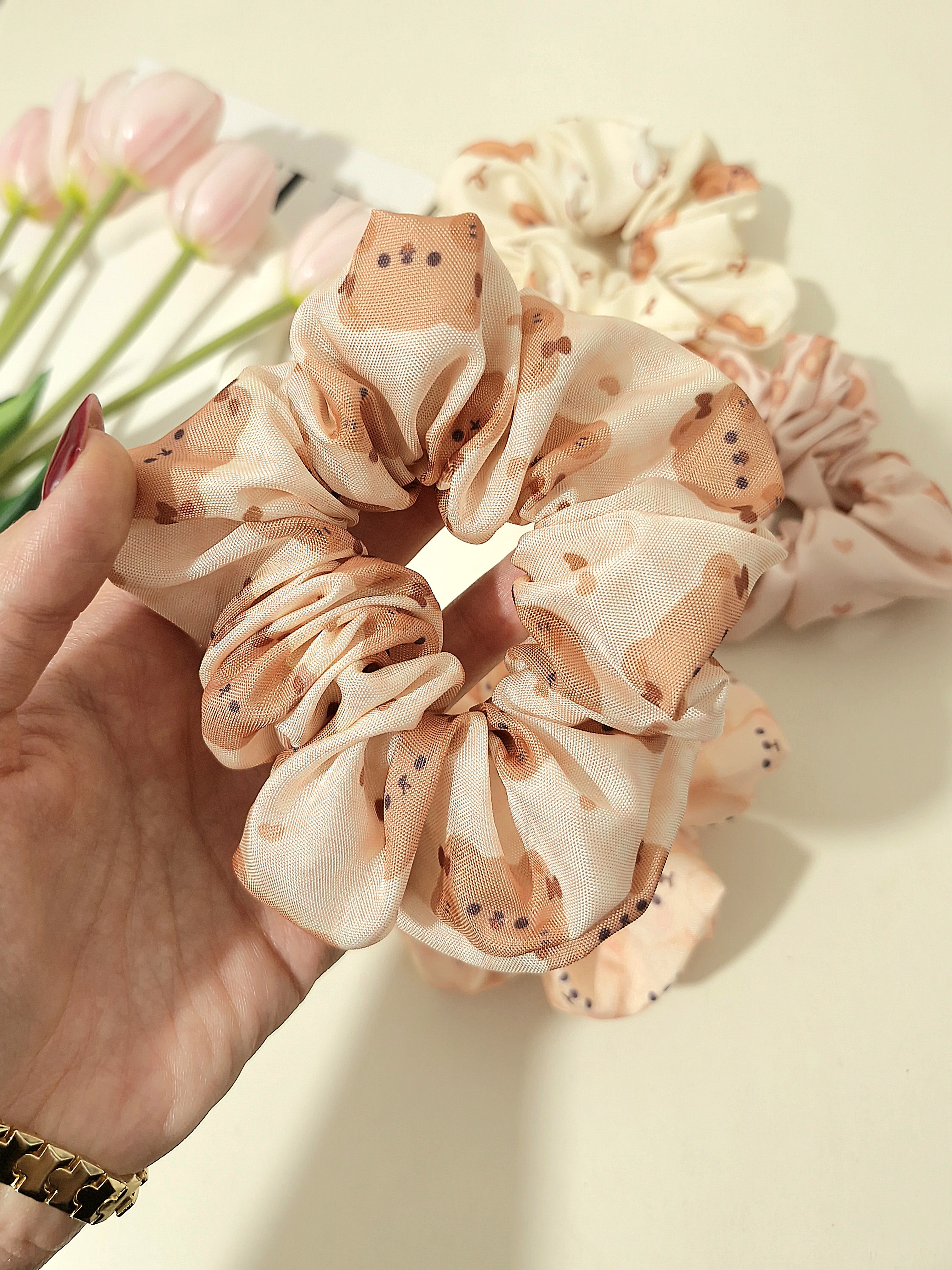 کش مو اسکرانچی سایز بزرگ طرح تدی