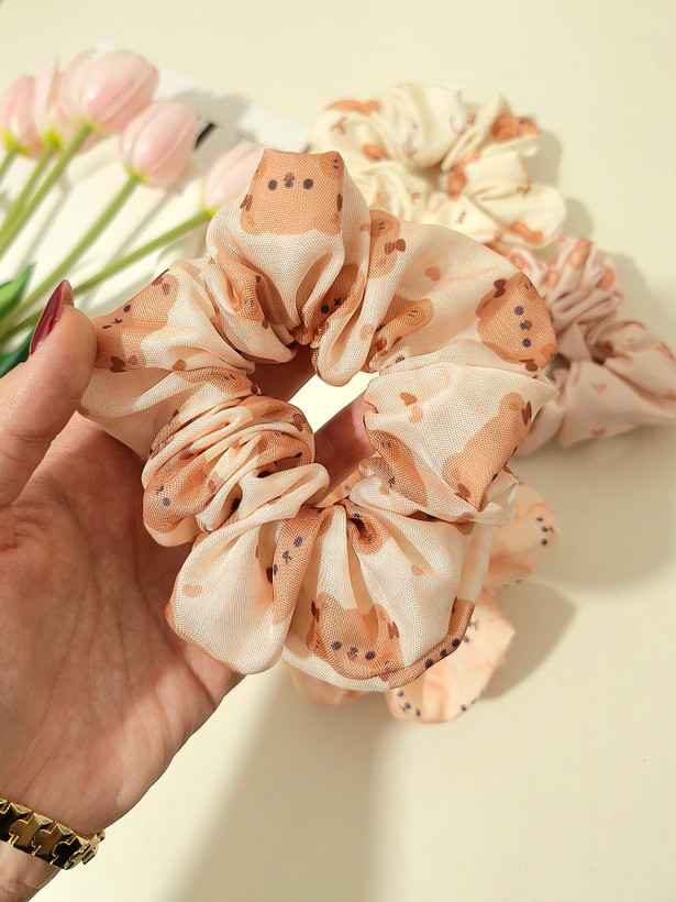 کش مو اسکرانچی سایز بزرگ طرح تدی