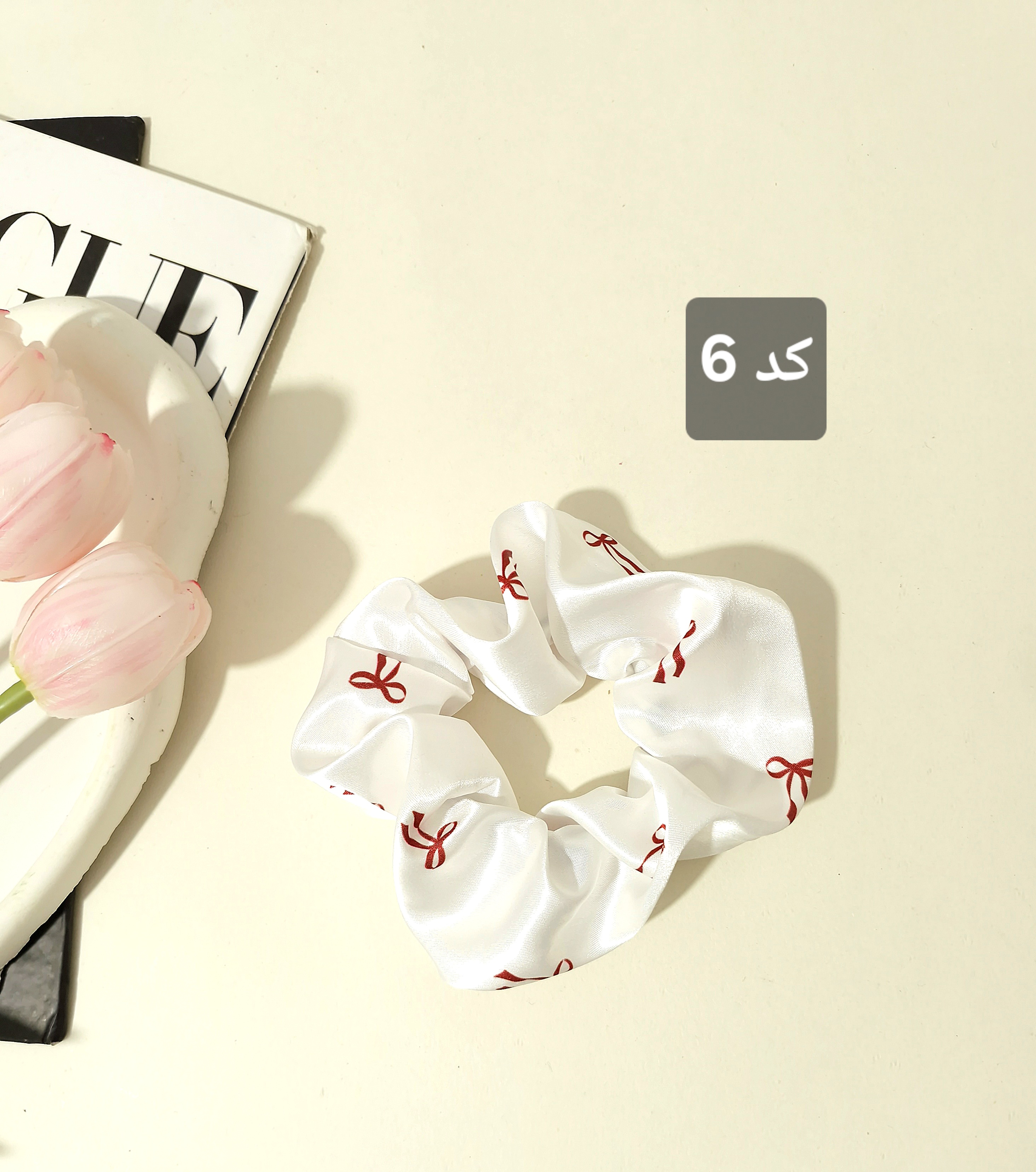 کش مو اسکرانچی ساتن طرحدار پاپیون