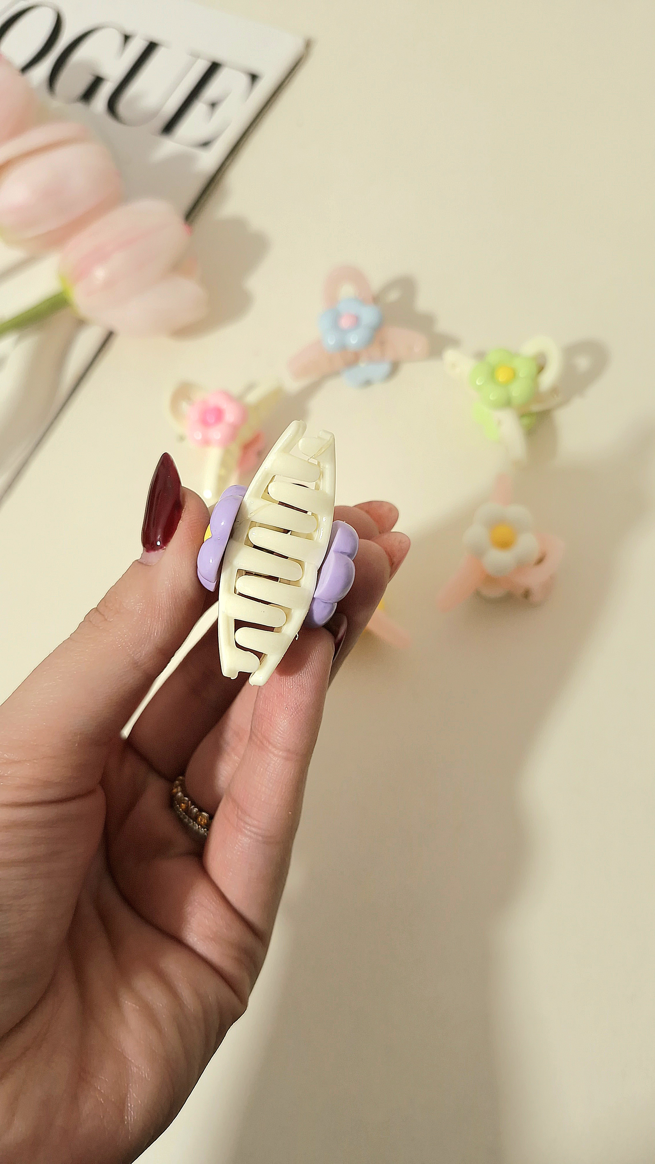 کلیپس مو طرح گل سایز 5 سانت