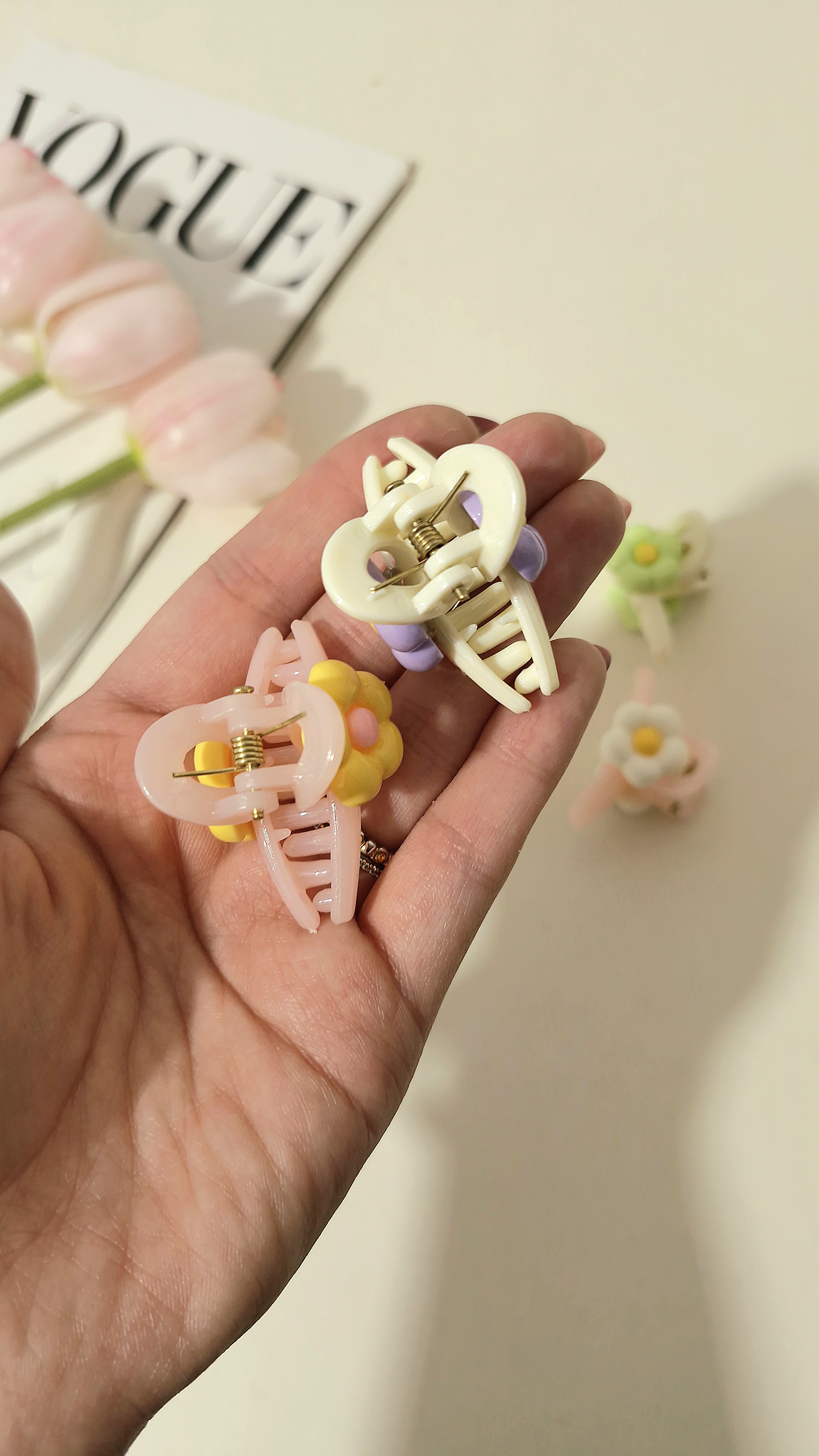 کلیپس مو طرح گل سایز 5 سانت