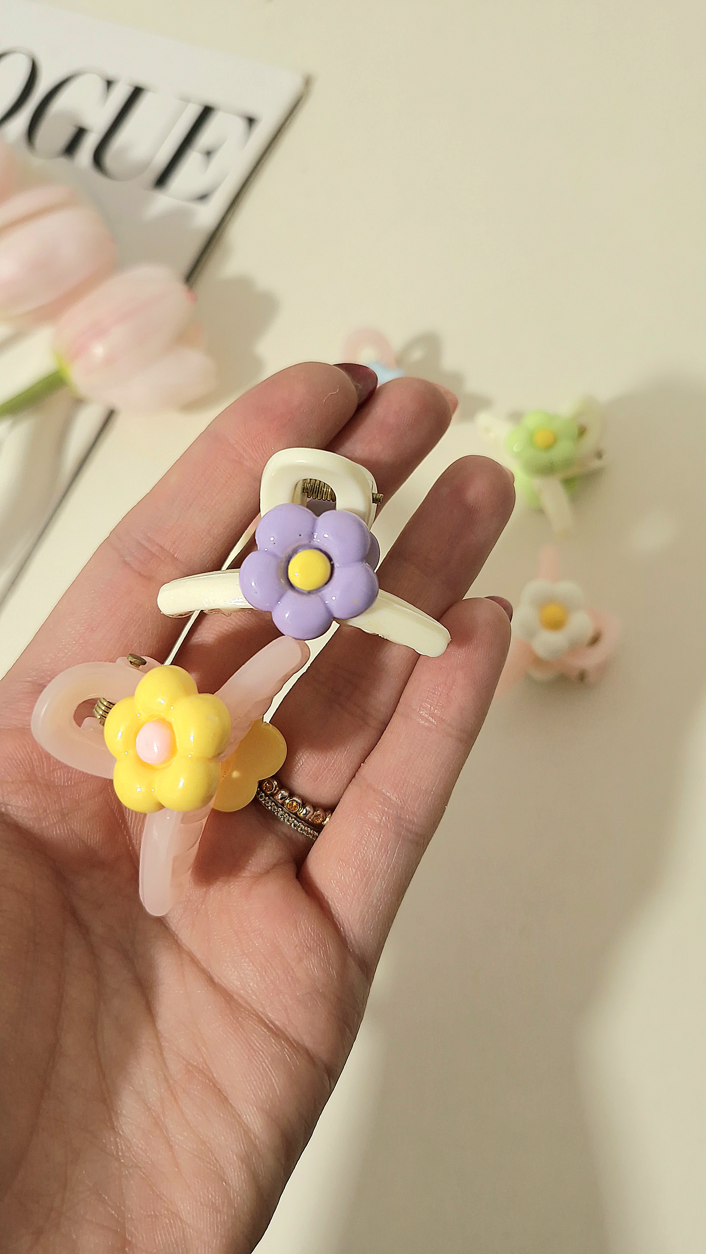 کلیپس مو طرح گل سایز 5 سانت