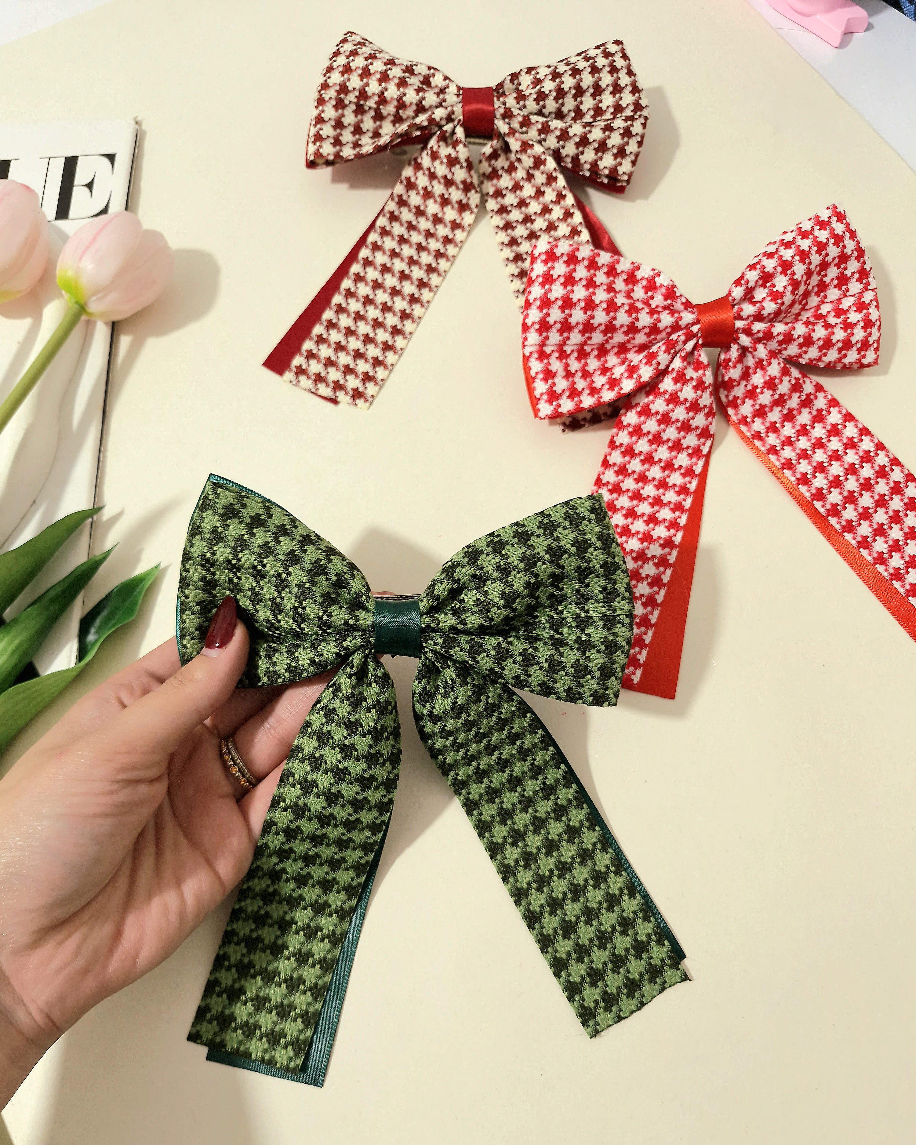 گیره مو پاپیون طرح پیچازی یلدایی