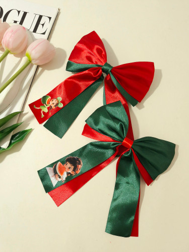 گیره مو پاپیون ساتن یلدایی با چاپ جذاب