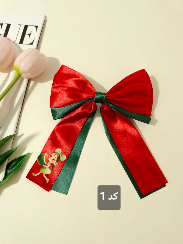 گیره مو پاپیون ساتن یلدایی با چاپ جذاب