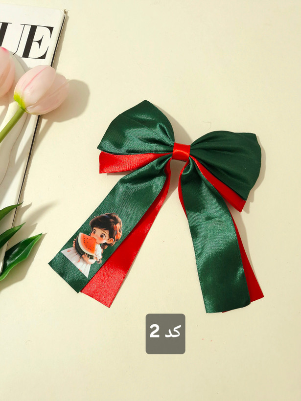 گیره مو پاپیون ساتن یلدایی با چاپ جذاب