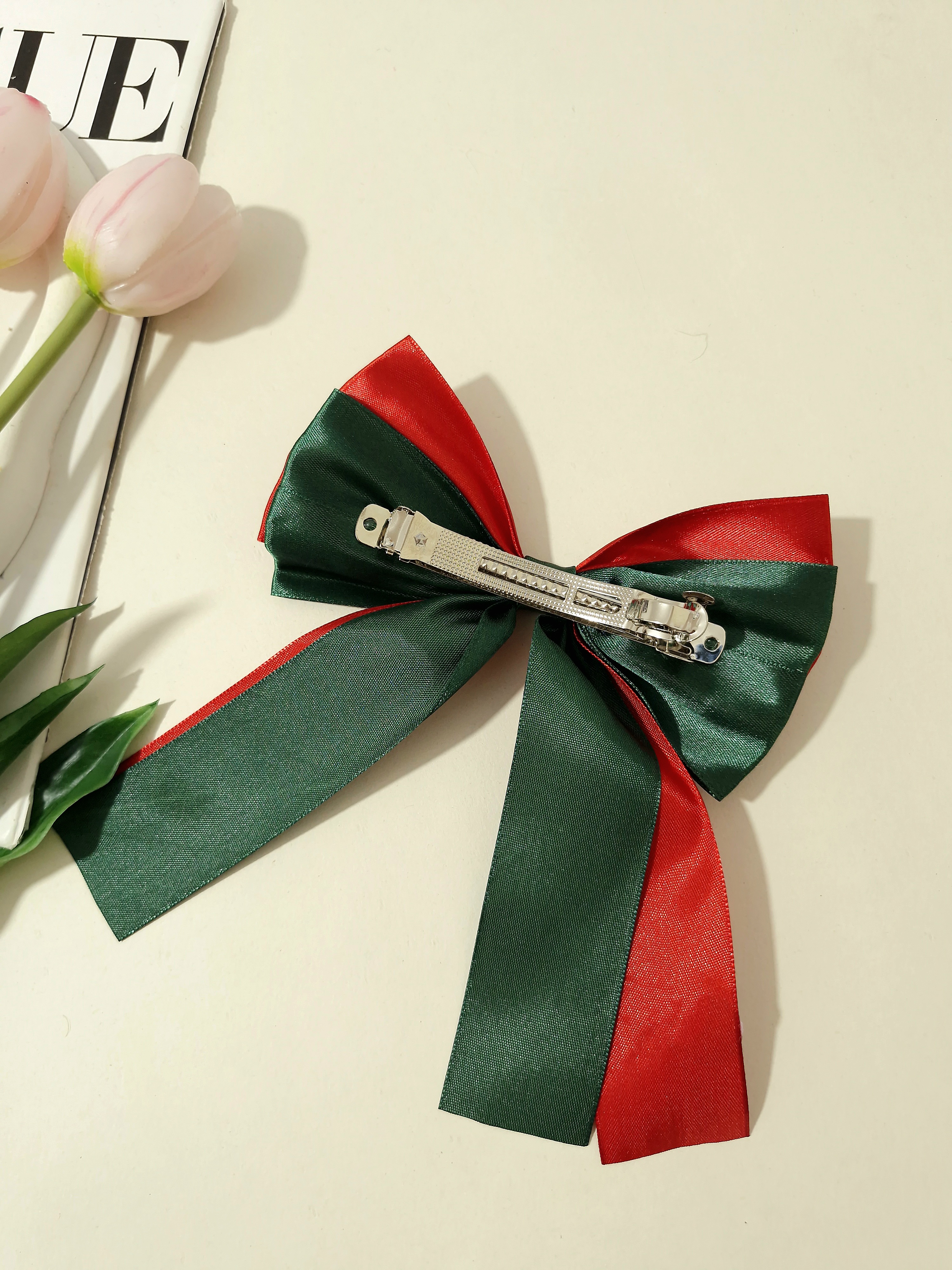 گیره مو پاپیون ساتن یلدایی با چاپ جذاب