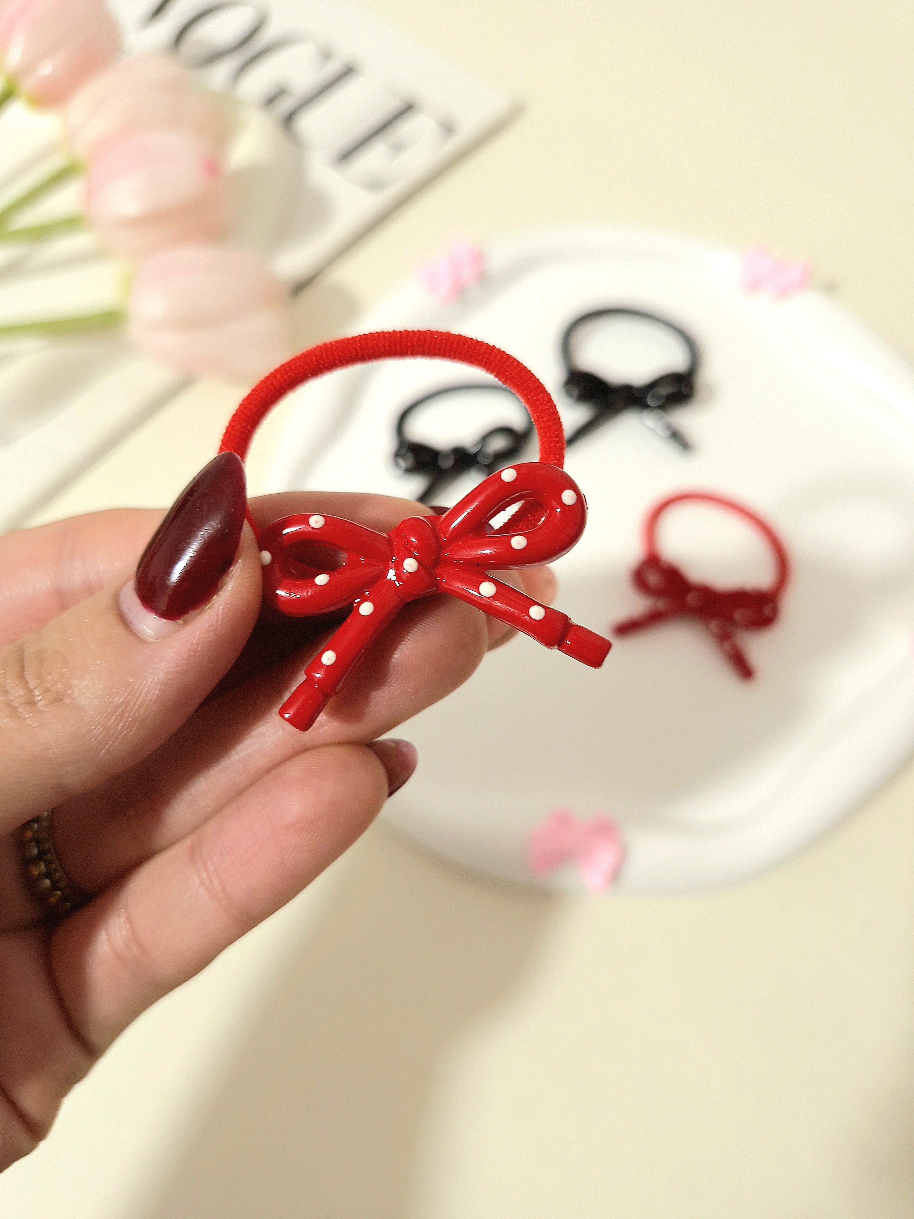 کش موی پاپیون خالخالی پک دو عددی ( جفتی )