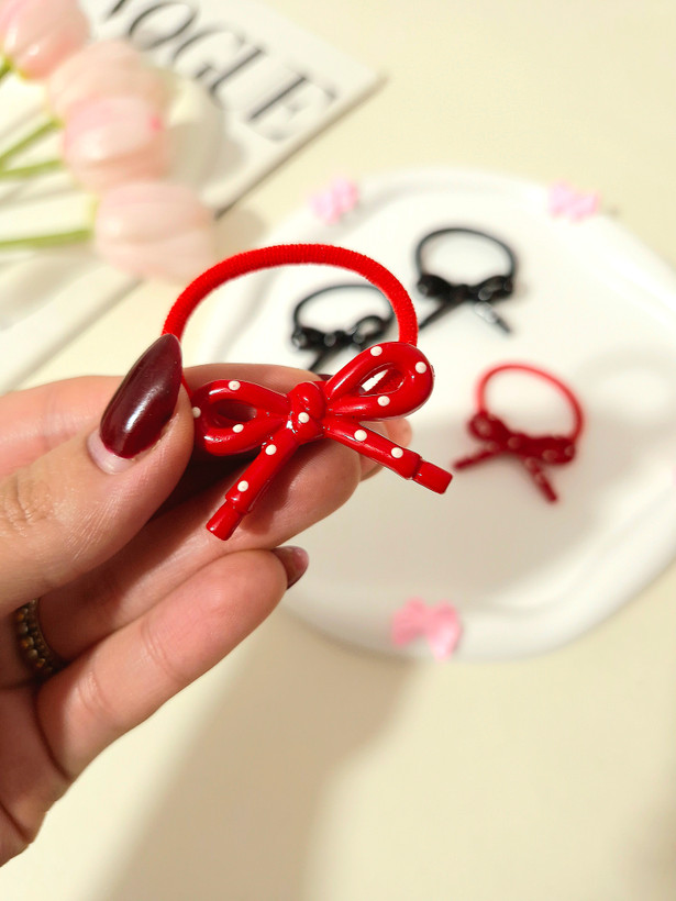 کش موی پاپیون خالخالی پک دو عددی ( جفتی )