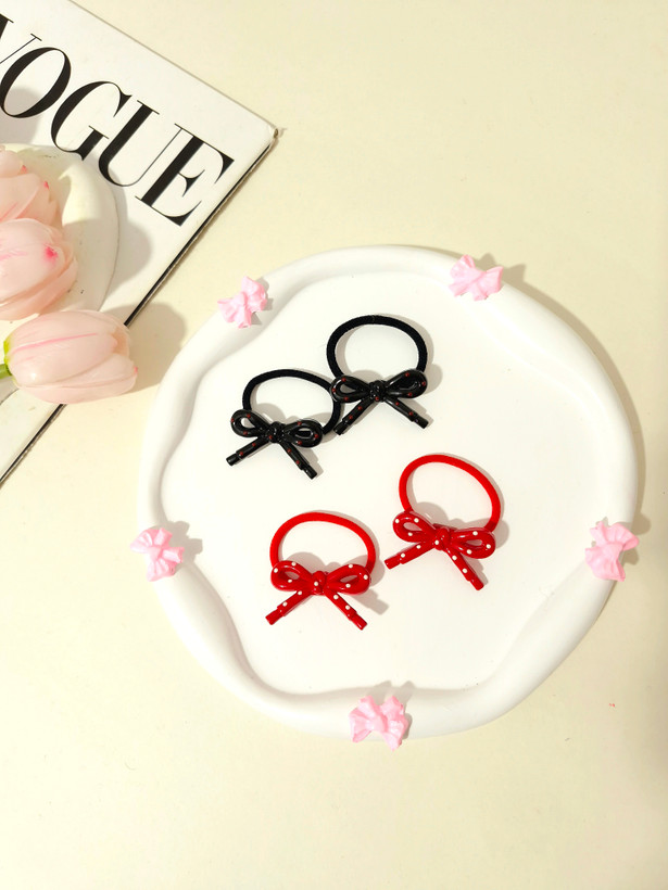 کش موی پاپیون خالخالی پک دو عددی ( جفتی )