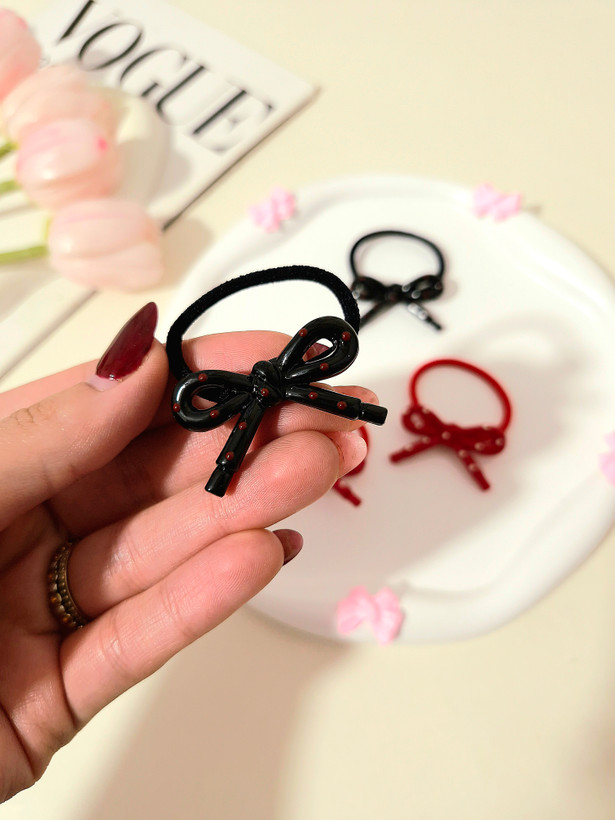 کش موی پاپیون خالخالی پک دو عددی ( جفتی )