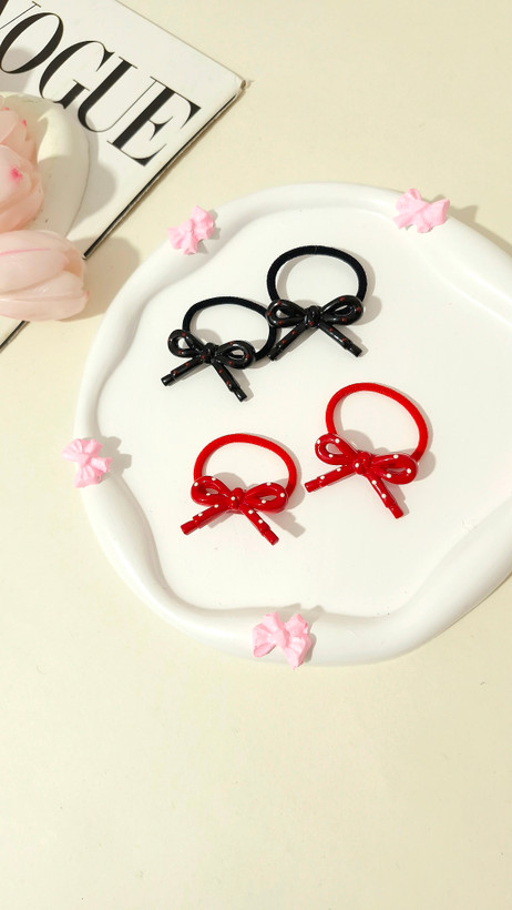 کش موی پاپیون خالخالی پک دو عددی ( جفتی )