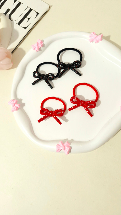 کش موی پاپیون خالخالی پک دو عددی ( جفتی )