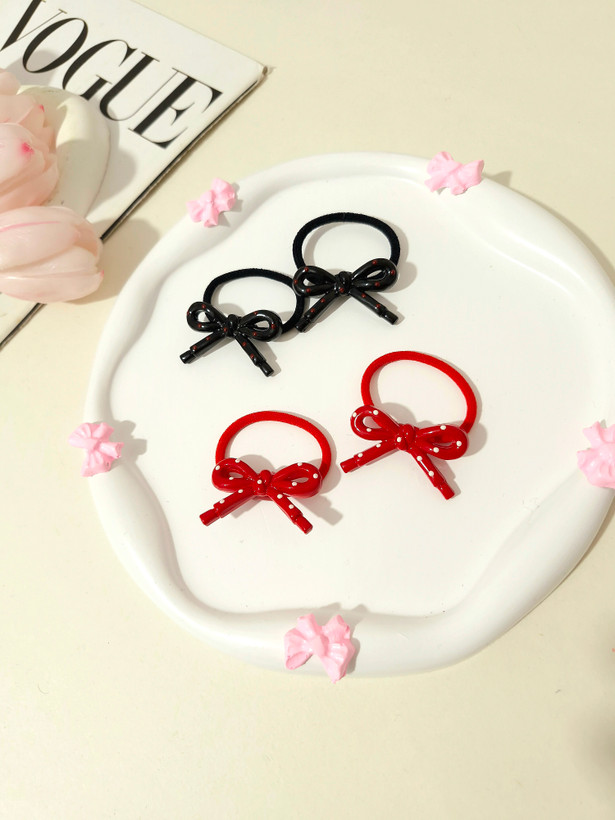 کش موی پاپیون خالخالی پک دو عددی ( جفتی )