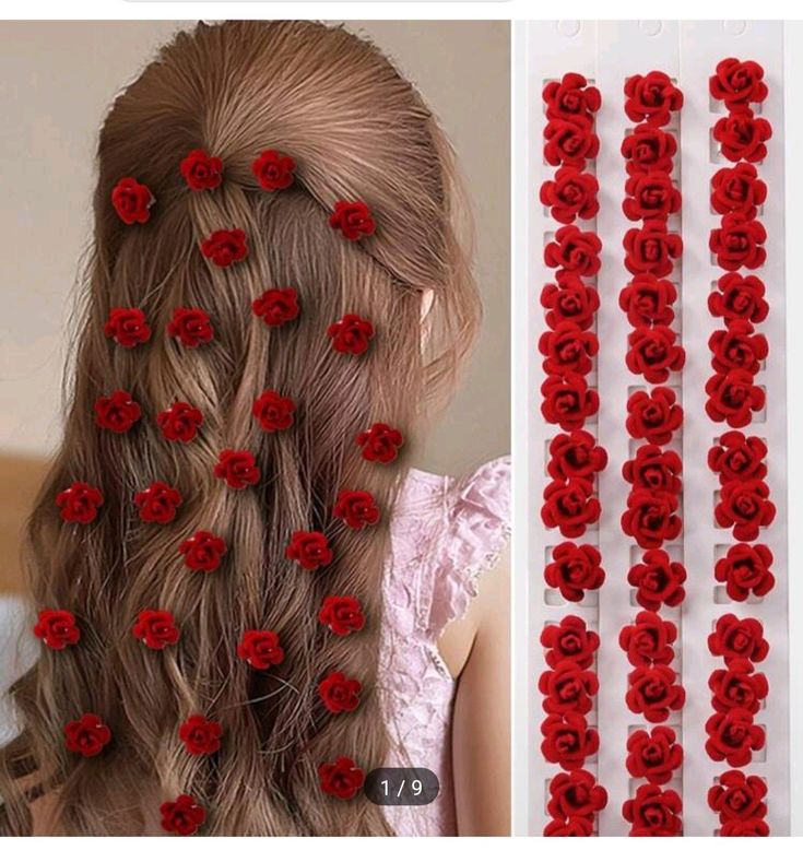 گیره قفل مو گل رز مخملی مخصوص یلدا