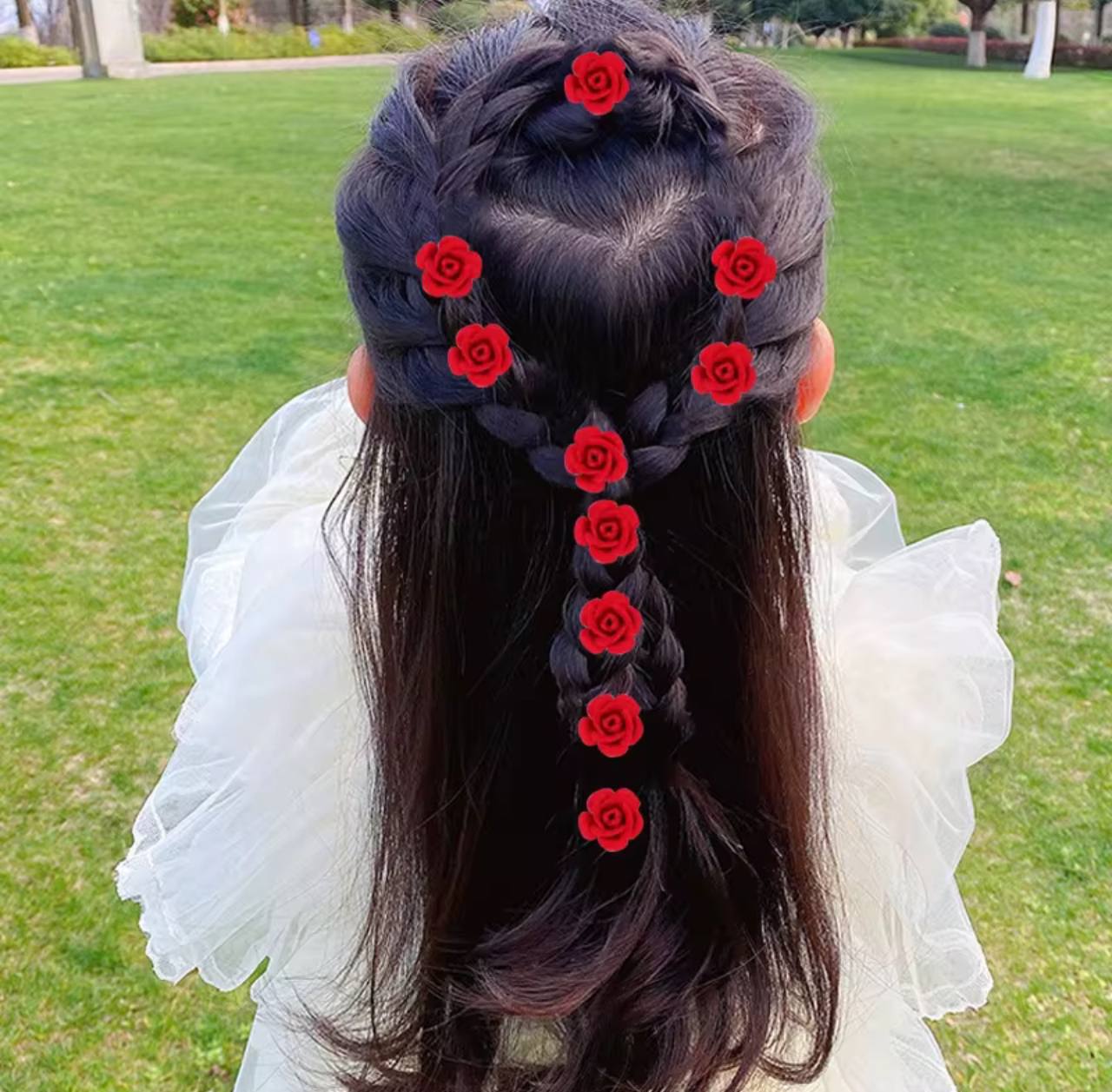 گیره قفل مو گل رز مخملی مخصوص یلدا