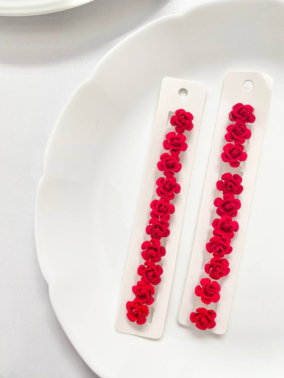 گیره قفل مو گل رز مخملی مخصوص یلدا