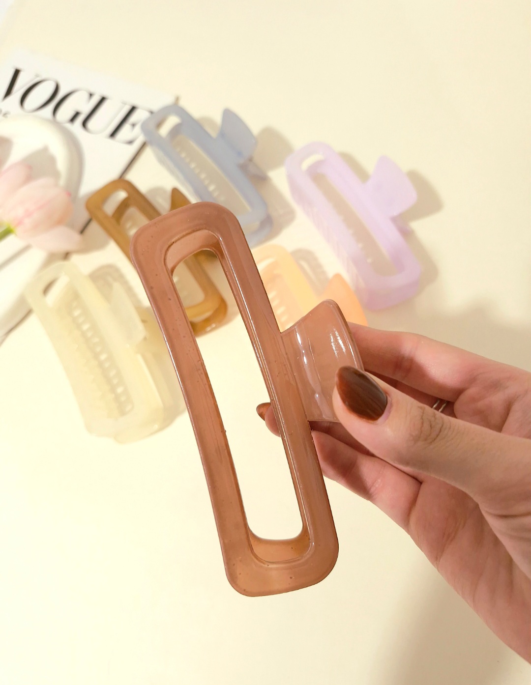 کلیپس مو مستطیلی آبنباتی سایز بزرگ