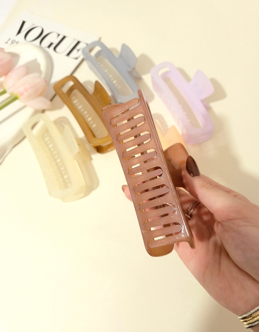 کلیپس مو مستطیلی آبنباتی سایز بزرگ