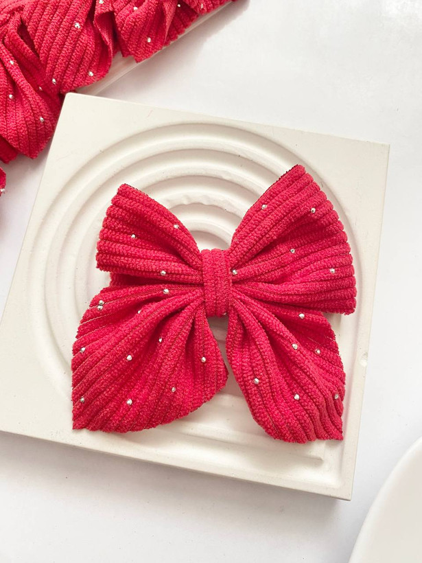 گیره مو دخترانه پاپیون مخمل نگین دار یلدایی