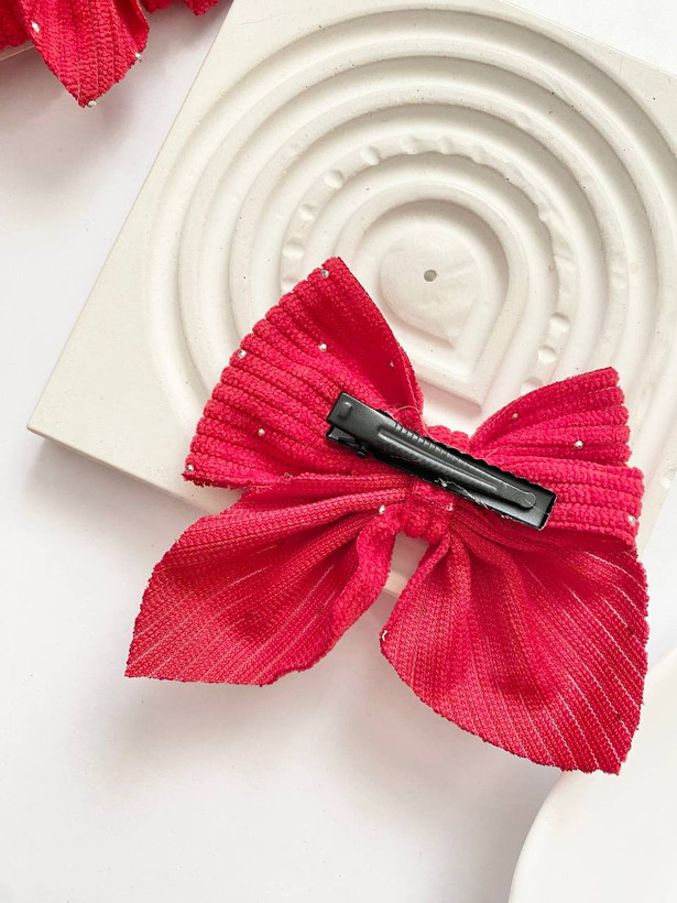 گیره مو دخترانه پاپیون مخمل نگین دار یلدایی