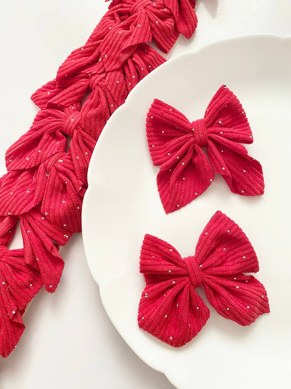 گیره مو دخترانه پاپیون مخمل نگین دار یلدایی