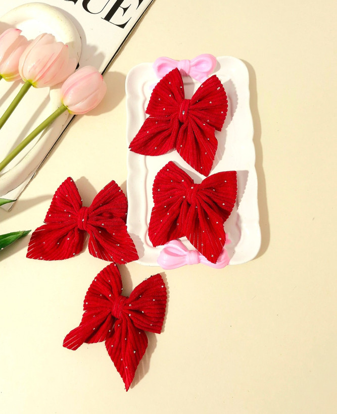 گیره مو دخترانه پاپیون مخمل نگین دار یلدایی