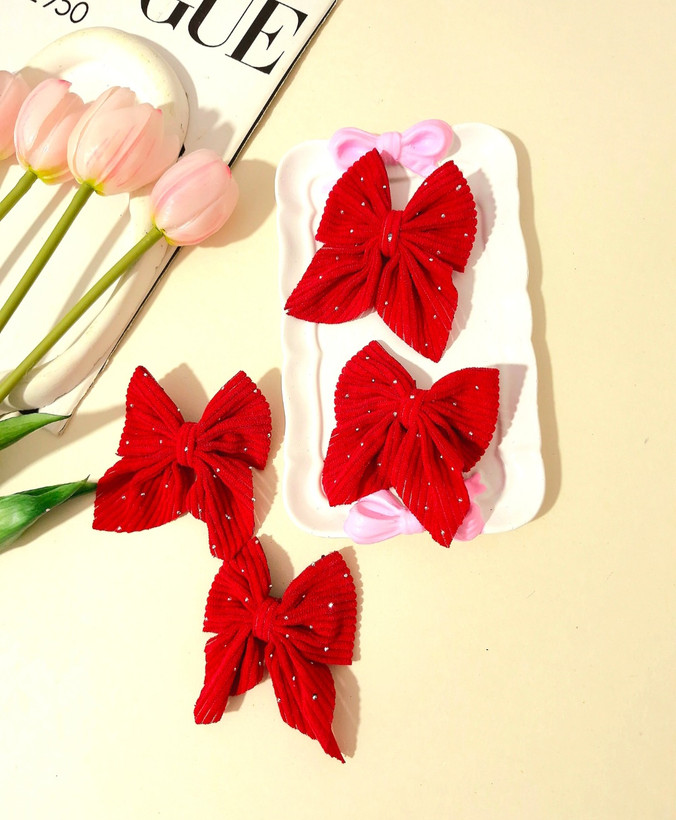 گیره مو دخترانه پاپیون مخمل نگین دار یلدایی