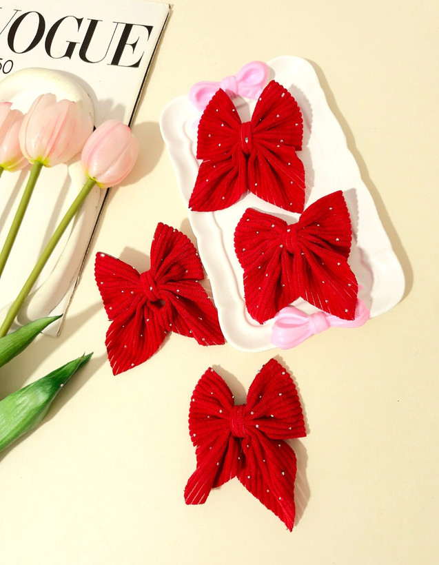 گیره مو دخترانه پاپیون مخمل نگین دار یلدایی