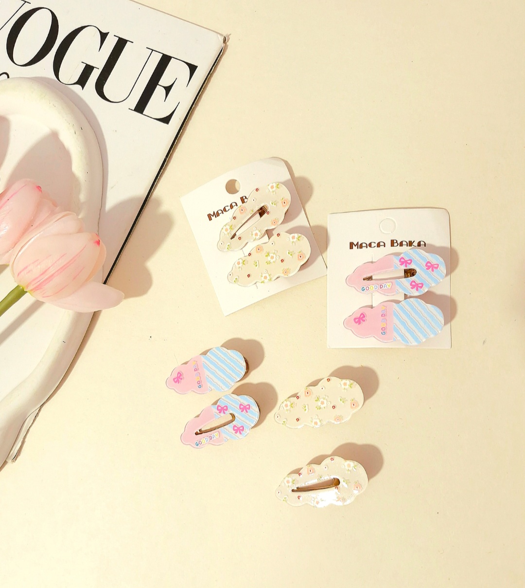 گیره‌ مو طرح ابری پینترستی پک دو عددی