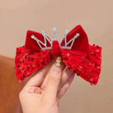 گیره موی پاپیون تاجدار دخترانه مناسب شب یلدا و کریسمس