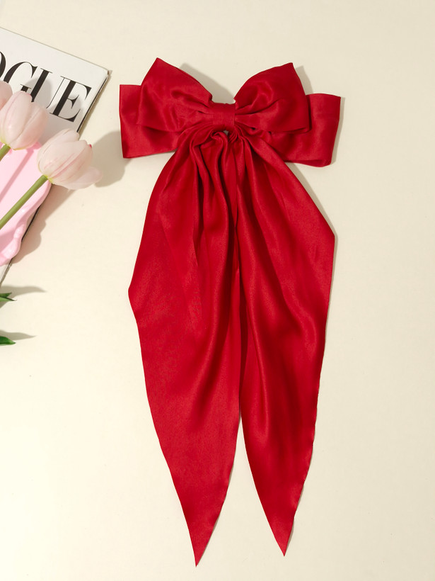 گیره مو پاپیون دنباله دار بلند ساتن وارداتی بسیار خاص