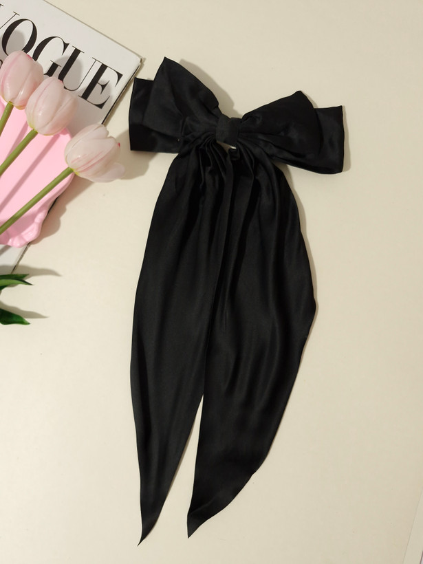 گیره مو پاپیون دنباله دار بلند ساتن وارداتی بسیار خاص