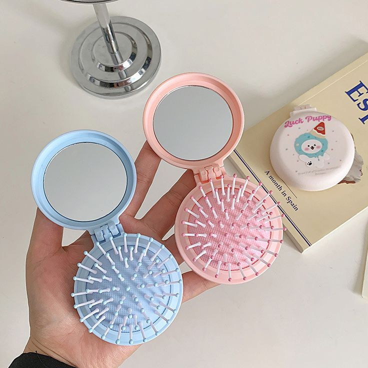 شانه مو تاشو آینهدار فانتزی | شانه جیبی سبک و قابل حمل