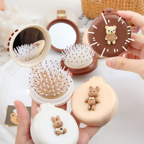 شانه مو تاشو آینهدار فانتزی | شانه جیبی سبک و قابل حمل