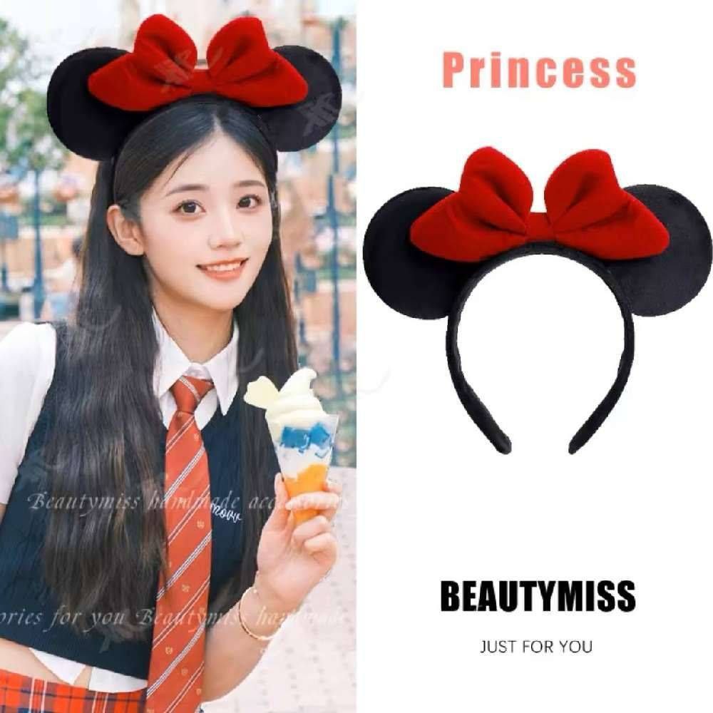 تل سر طرح میکی موس | تل فانتزی دخترانه با پاپیون قرمز دیزنی