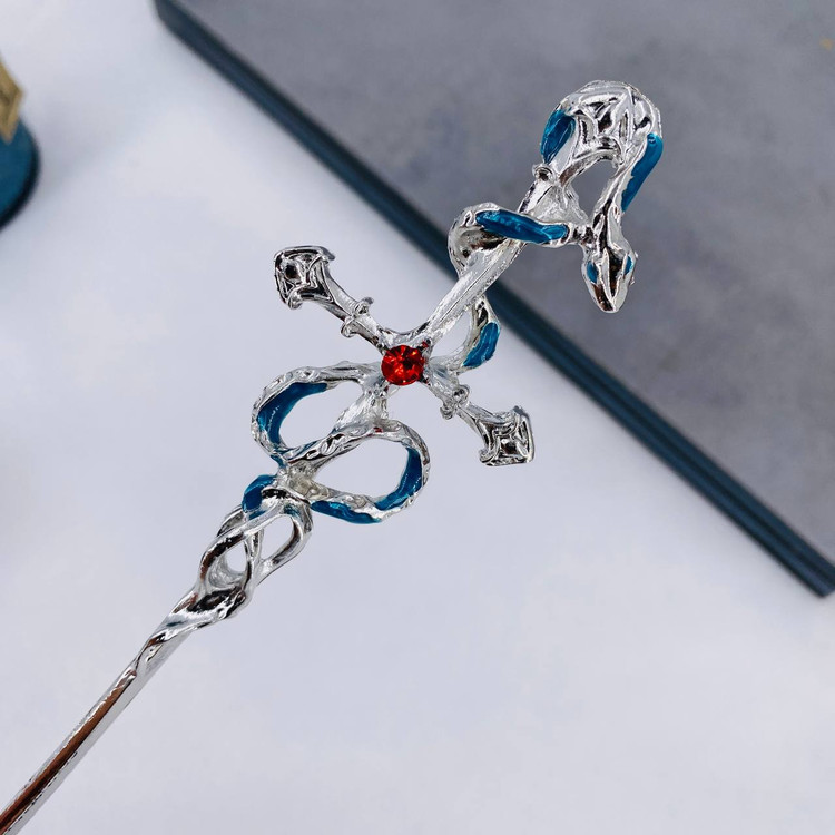 خرید کانزاشی طرح مار و صلیب نقرهای | اکسسوری مو خاص و لوکس Pioneer Design