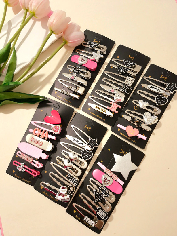 پک گیره مو فلزی 7 عددی استیل و رنگ ثابت