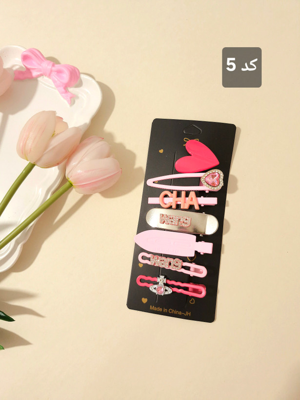 پک گیره مو فلزی 7 عددی استیل و رنگ ثابت